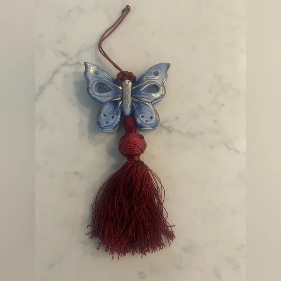 Vintage Tassel Ceramic Hand Painted Butterfly Curtain Tie Back blue purple - Picture 4 of 4